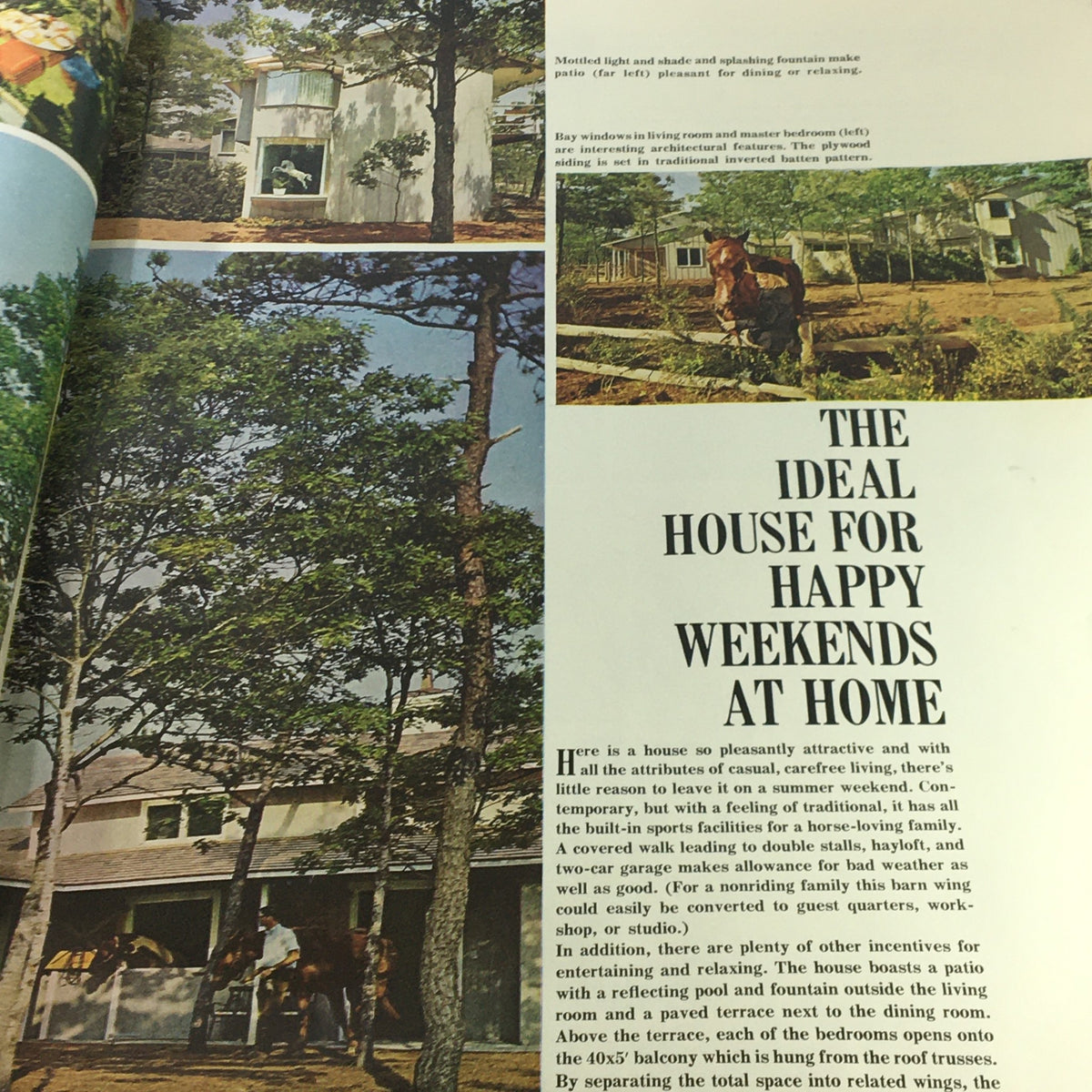 Title: VTG The American Home Magazine June 1964 Vol 67 #5 Hang It All; Image features an idyllic home setting with outdoor living space and trees, suggesting ideal living spaces for family and leisure.
