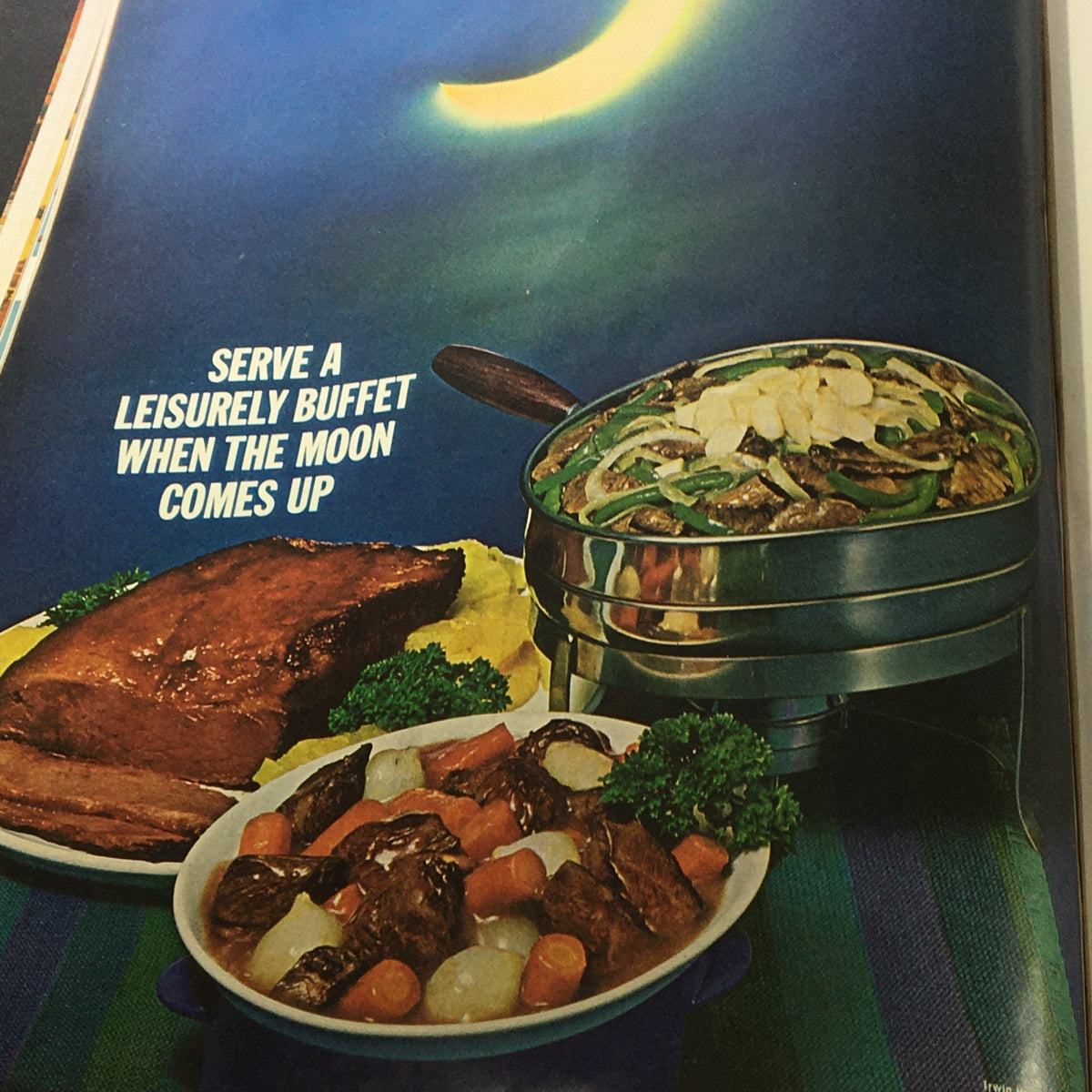 Vintage The American Home Magazine June 1964 Cover featuring a leisure buffet setup with a roast, vegetables, and stunning illustrations reflecting 1960s home dining style.