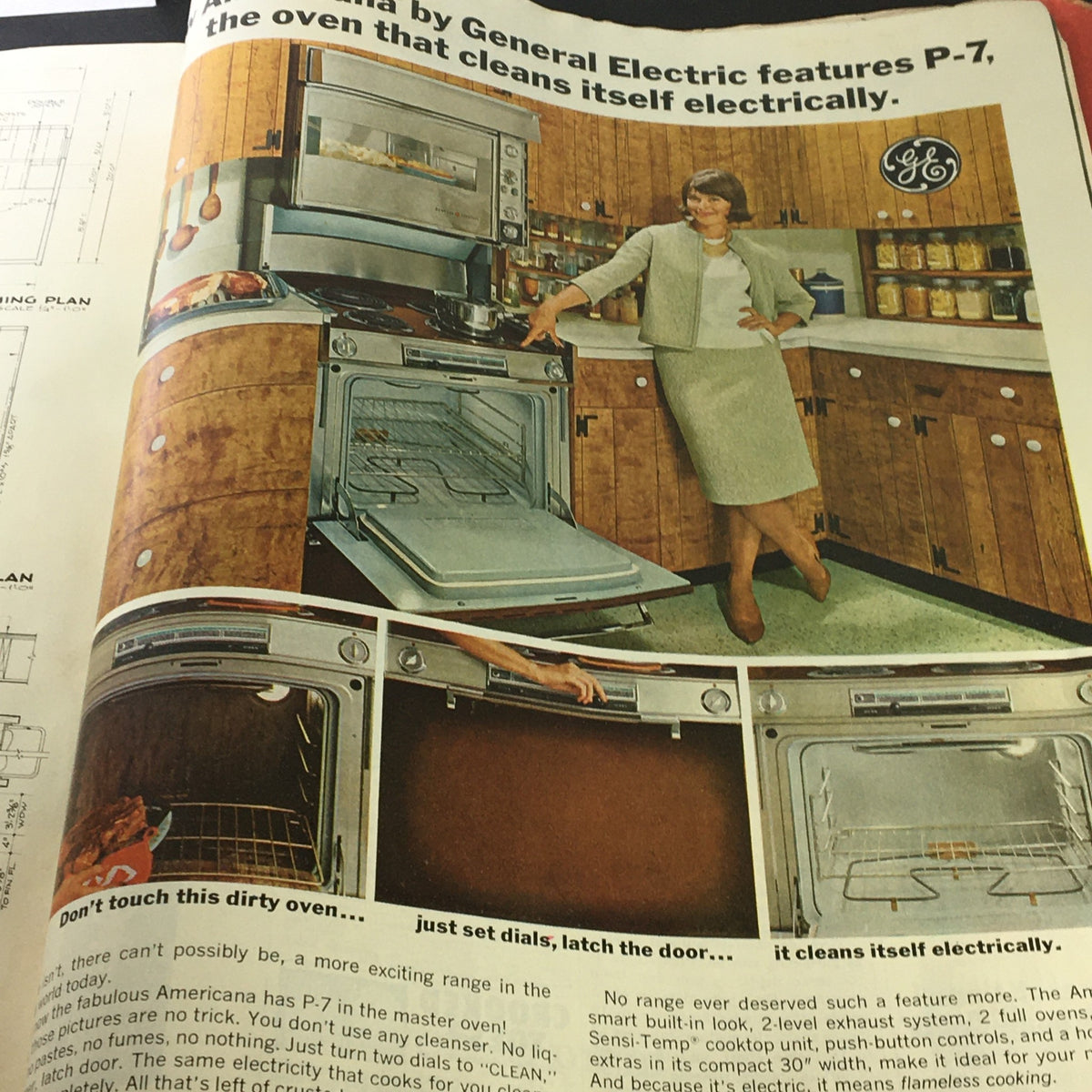 Vintage The American Home Magazine June 1964 Cover showcasing a General Electric self-cleaning oven with a stylish woman in a 1960s kitchen.