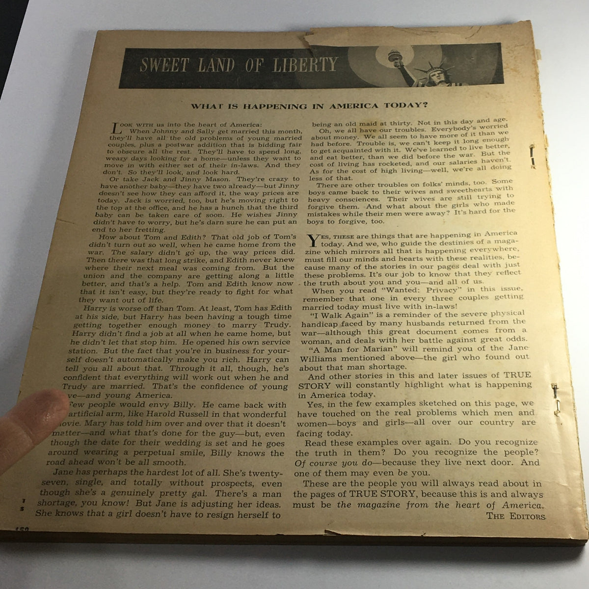 True Story Magazine June 1947 Vol 56 #5 highlighting an article on American life and societal challenges, emphasizing the magazine's cultural relevance in the post-war era.