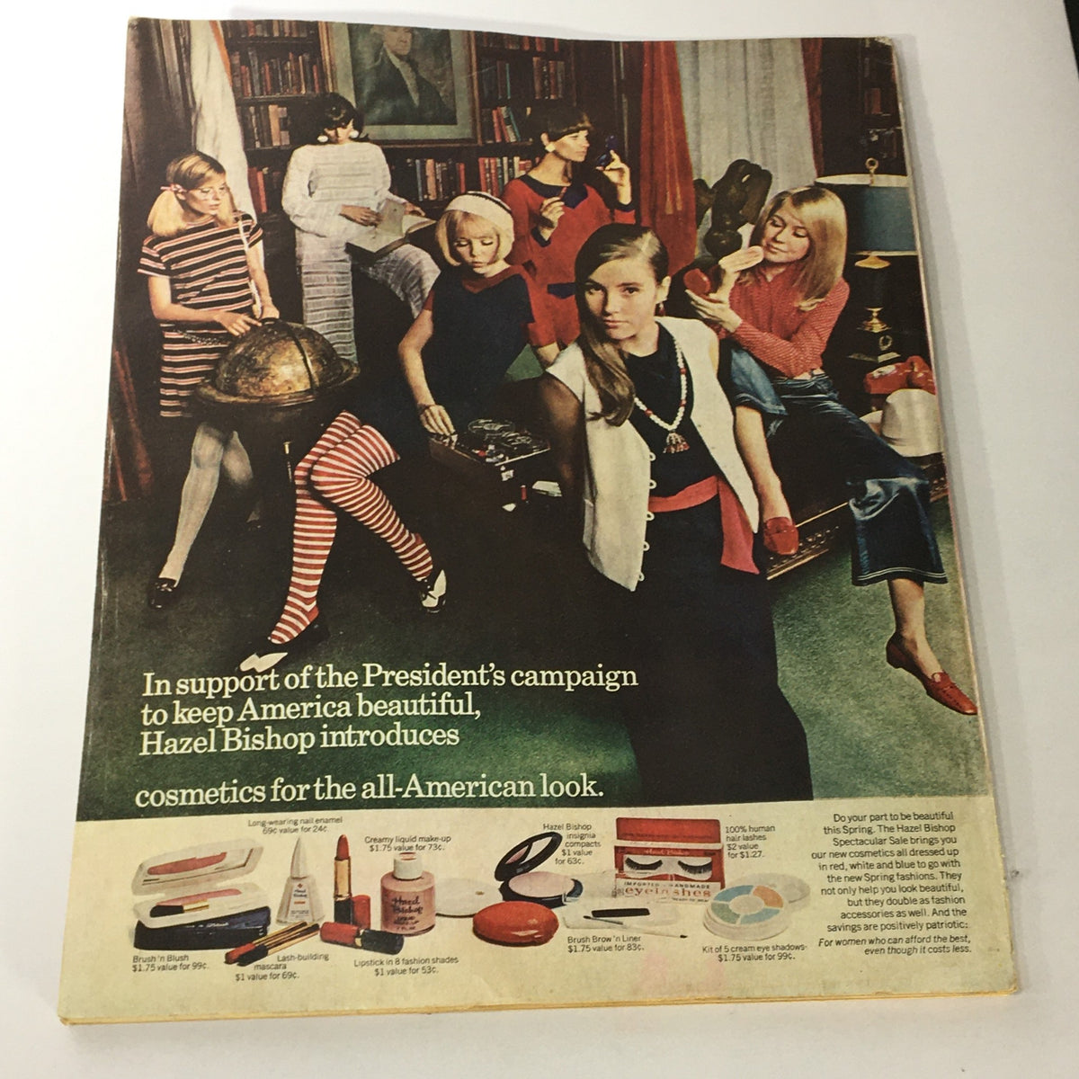 Vintage Photoplay Magazine May 1967 - Advertisement for Hazel Bishop cosmetics promoting the all-American look.