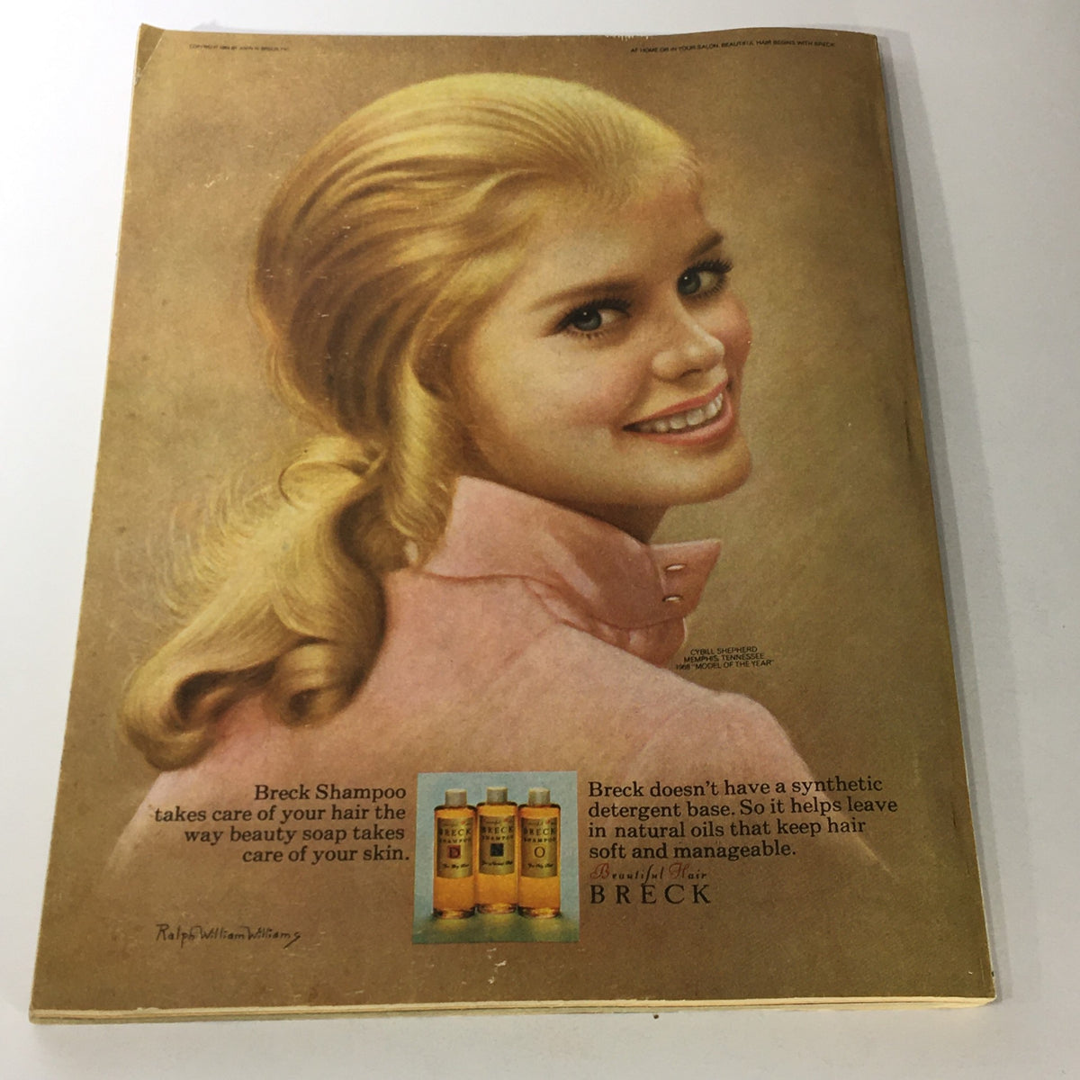 Breck Shampoo advertisement from VTG Good Housekeeping Magazine June 1969 showcases a smiling model promoting hair care with Breck products.