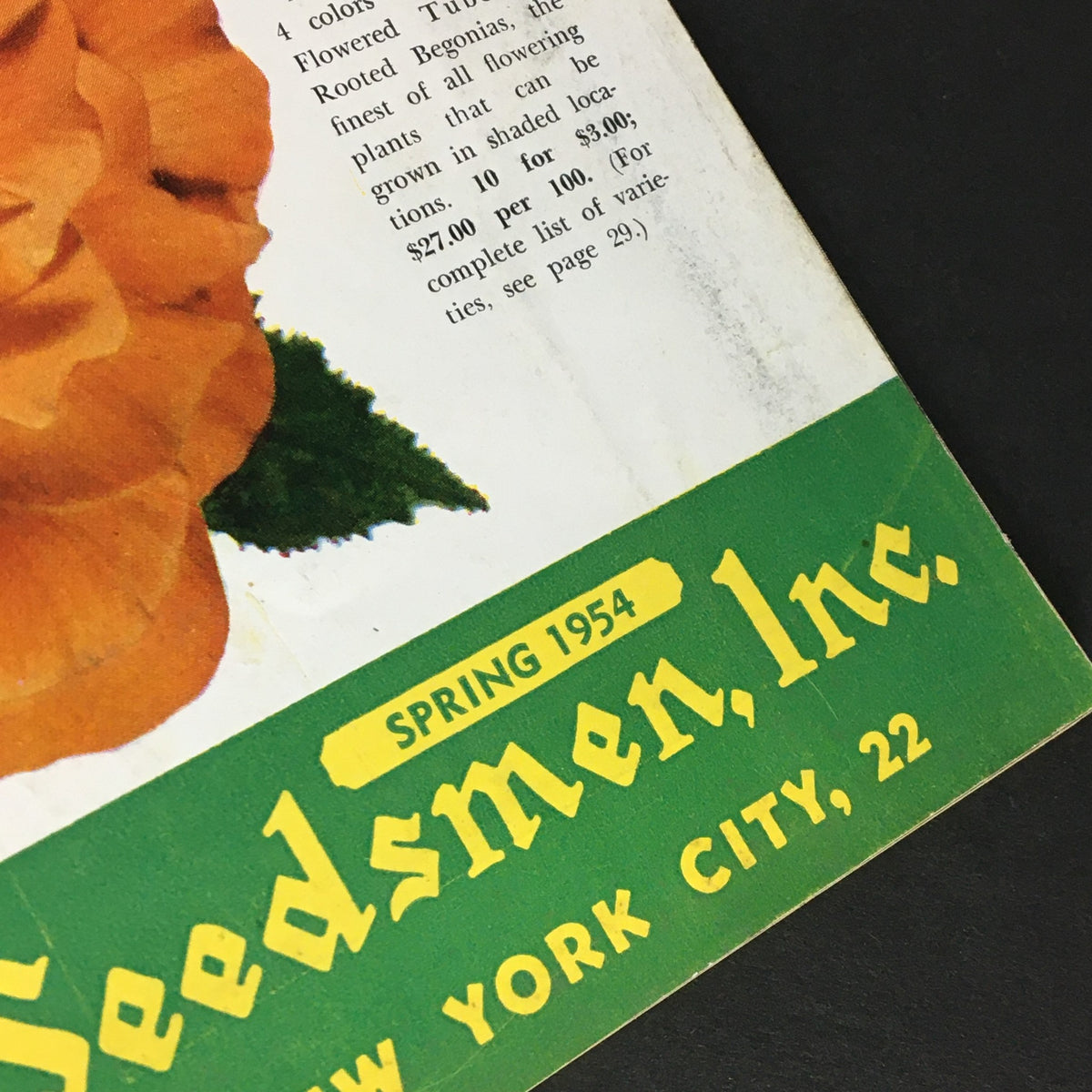 Close-up of the spring 1954 edition title from Vintage The Book for Garden Lovers, emphasizing the publication details and vintage design.
