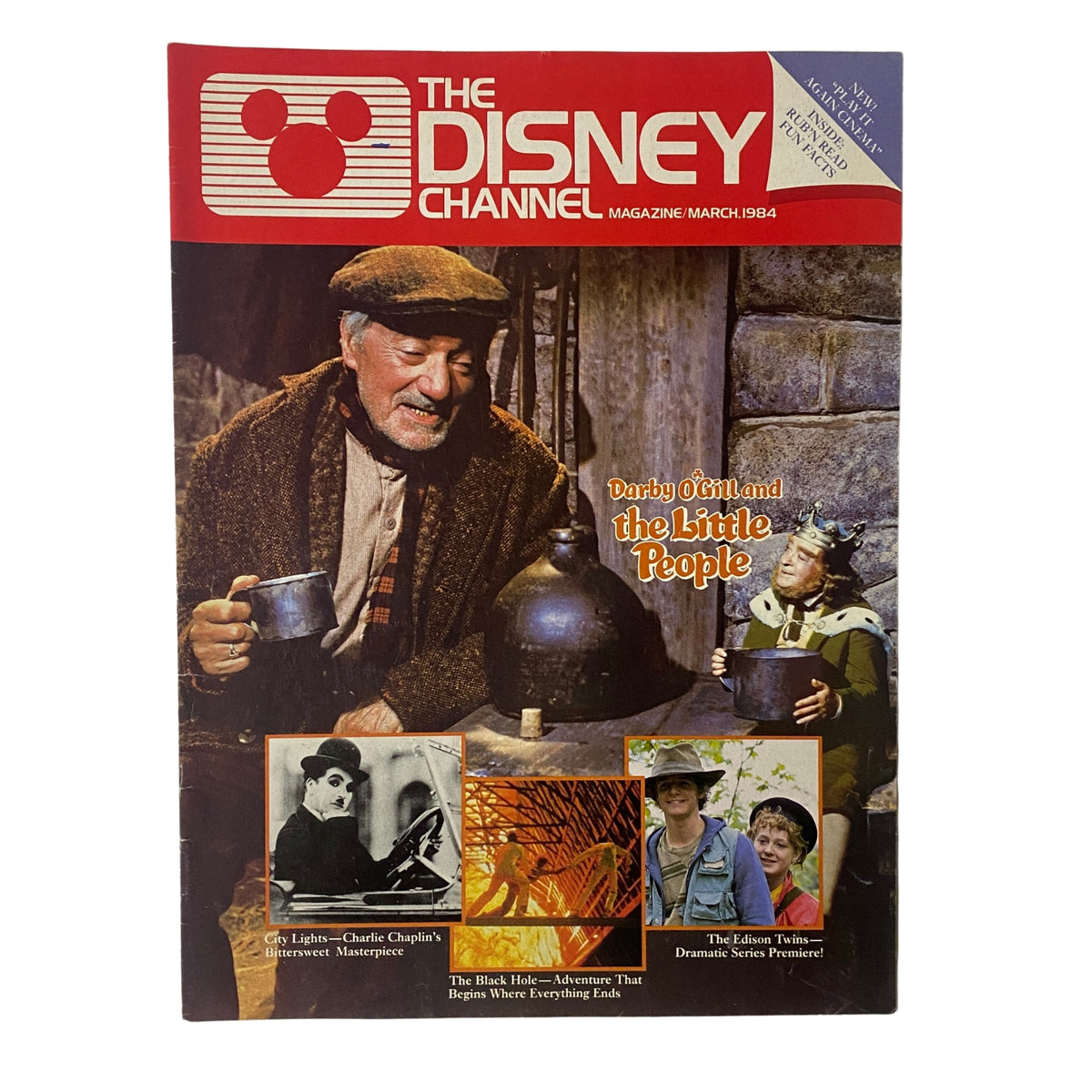 Cover of The Disney Channel Magazine March 1984 featuring Darby O'Gill and the Little People, showcasing the magazine's nostalgic aesthetics with a classic Disney theme.