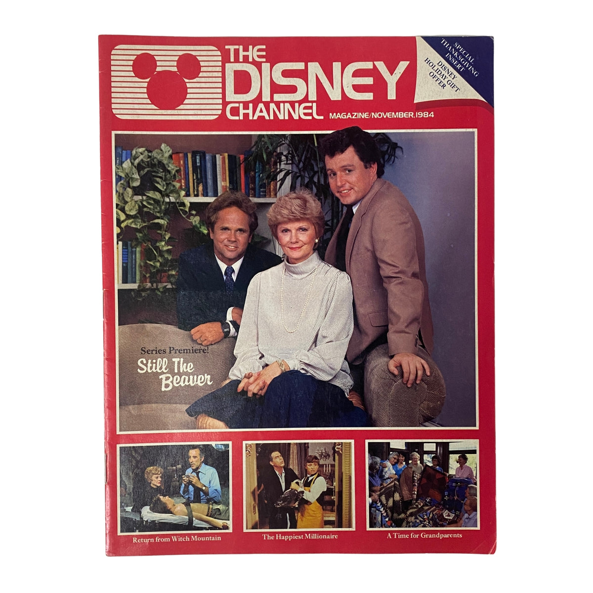 The Disney Channel Magazine November 1984 cover featuring the series premiere of Still the Beaver, highlighting characters and promotional images.