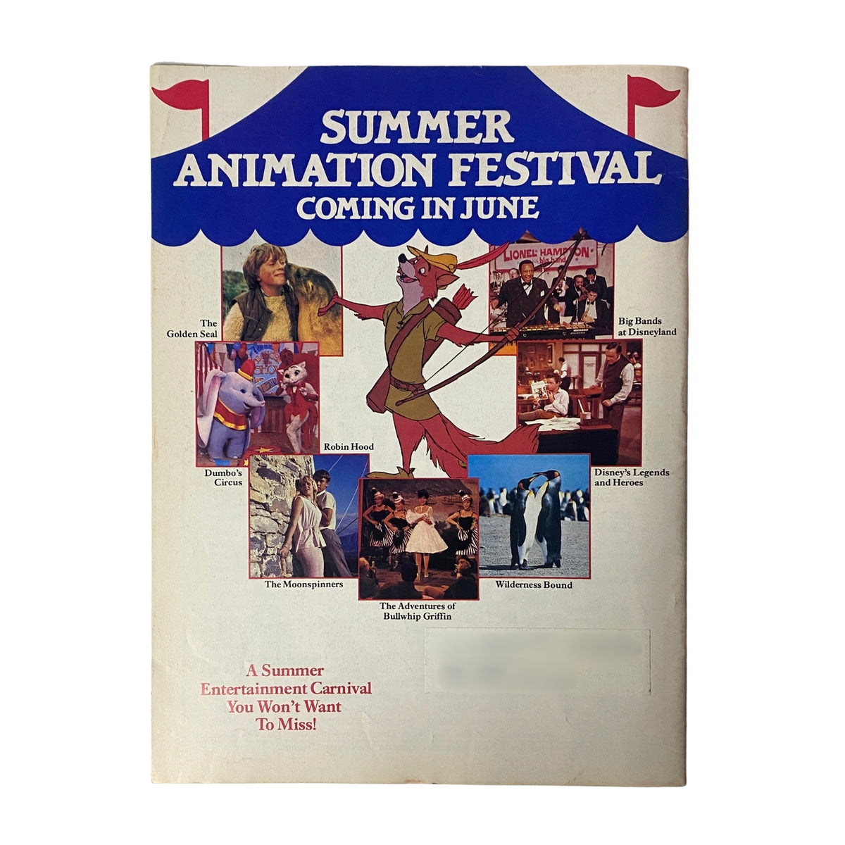 Cover image of The Disney Channel Magazine May 1985 featuring ‘Summer Animation Festival Coming in June’, highlighting various Disney productions like Dumbo’s Circus, Robin Hood, and Disney’s Legends and Heroes.