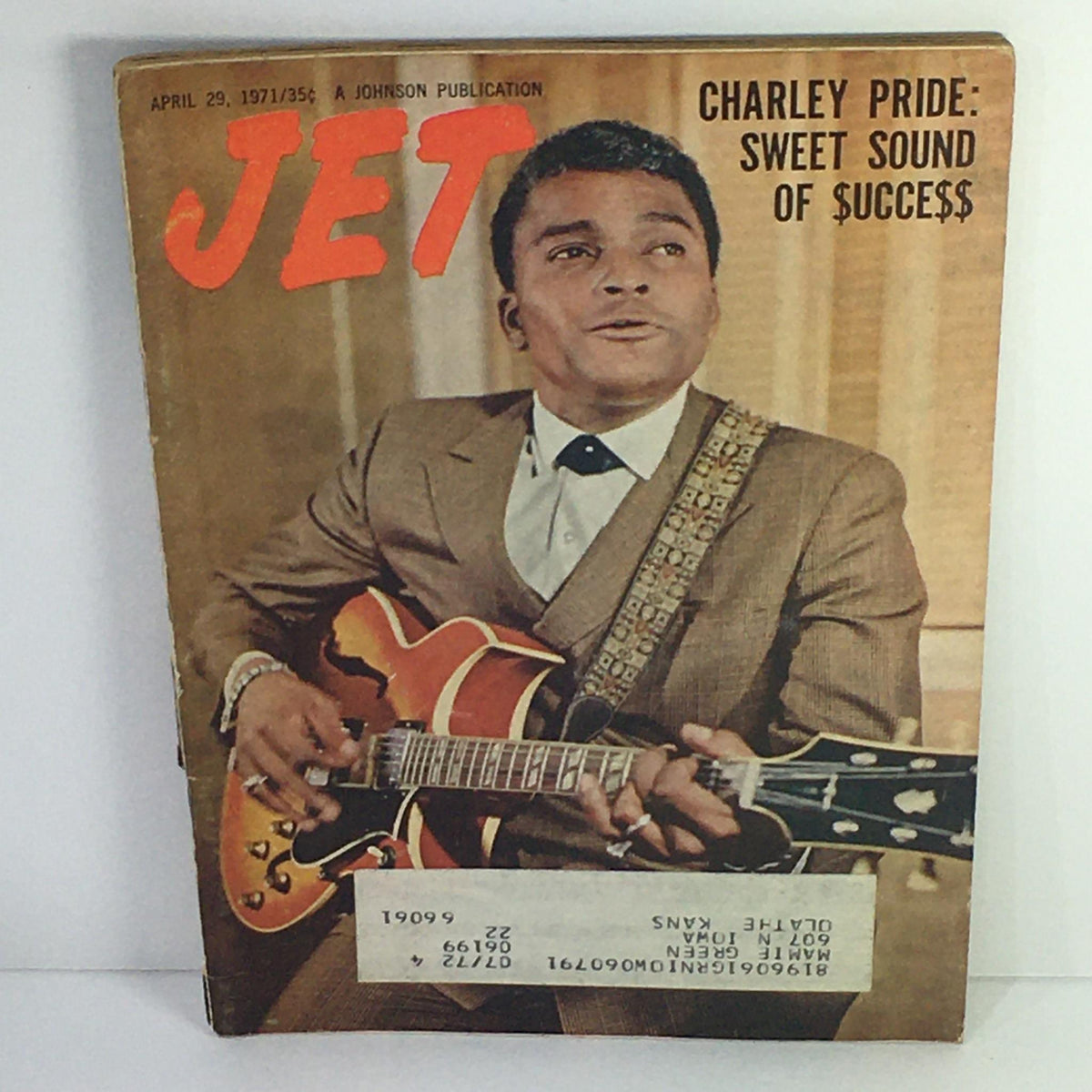 Cover of Jet Magazine dated April 29, 1971, featuring Charley Pride with the headline 'Sweet Sound of Success'. The magazine highlights Charley Pride's influence in country music during the 1970s.
