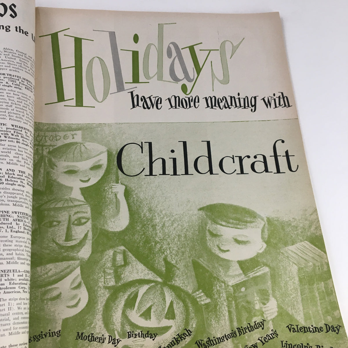 Cover page of the 'Childcraft' section from VTG The Instructor Magazine October 1958 highlighting educational themes for holidays.