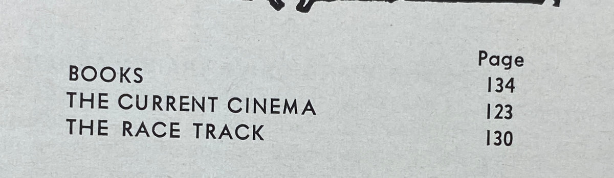 Inside page of The New Yorker Complete Magazine June 20, 1964 details the contents with listings for Books, The Current Cinema, and The Race Track.