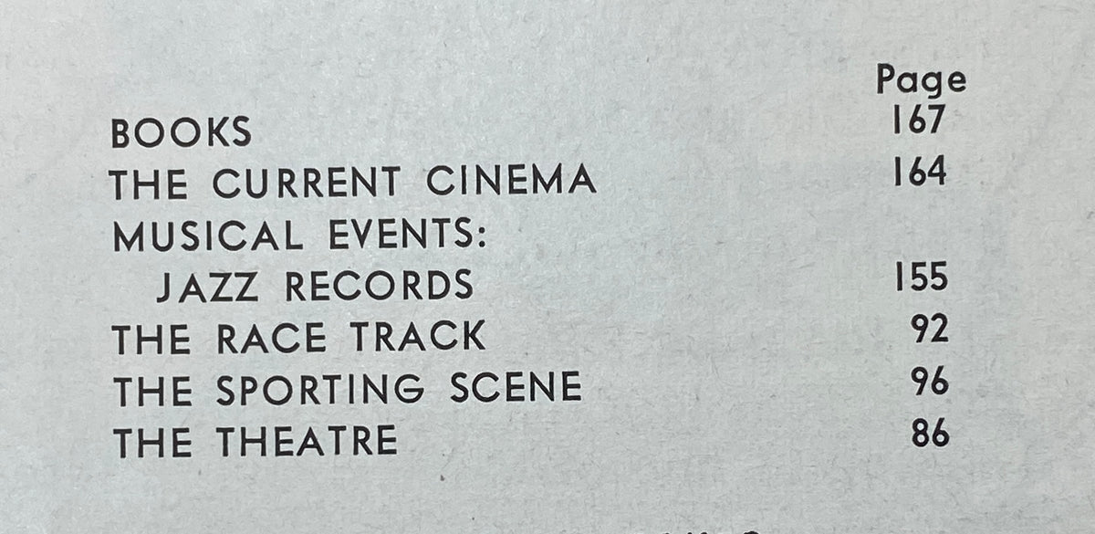 Table of contents from The New Yorker Complete Magazine, June 6, 1964, listing articles on cinema, music, and theatre.
