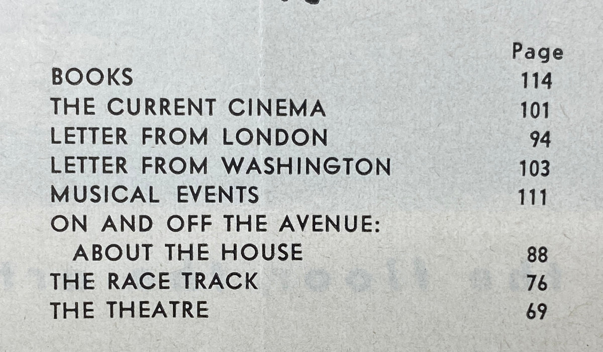 The New Yorker Complete Magazine February 2, 1963 features an editorial index including sections like Books, The Current Cinema, and Music Events.