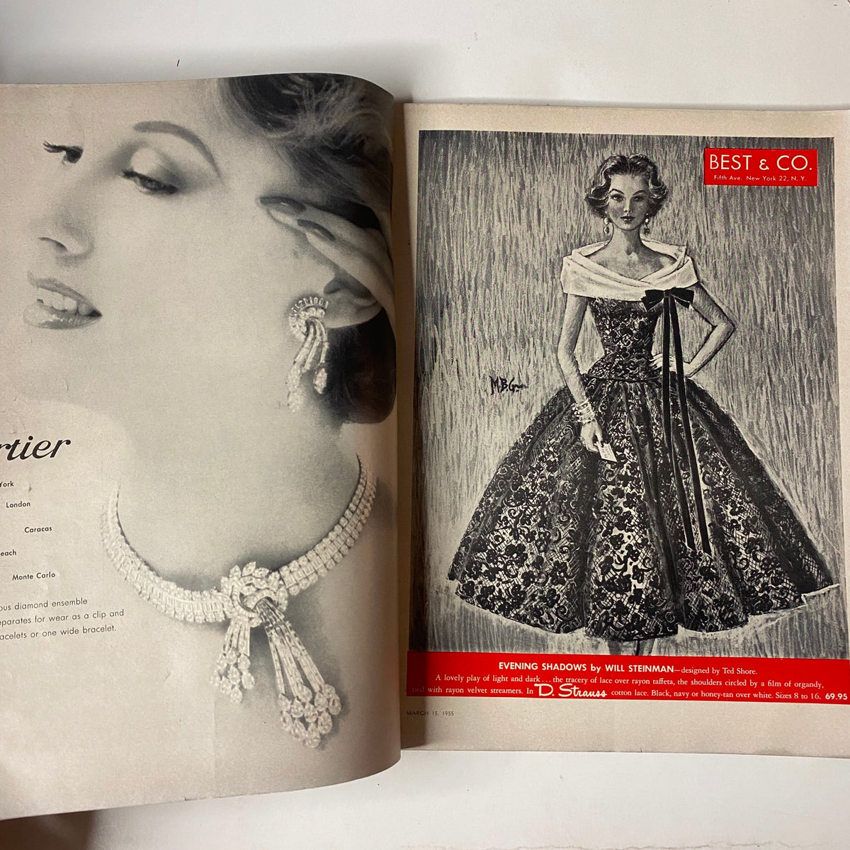 Vogue Magazine March 15, 1955 Sunny Harnett by John Rawlings GD Interior