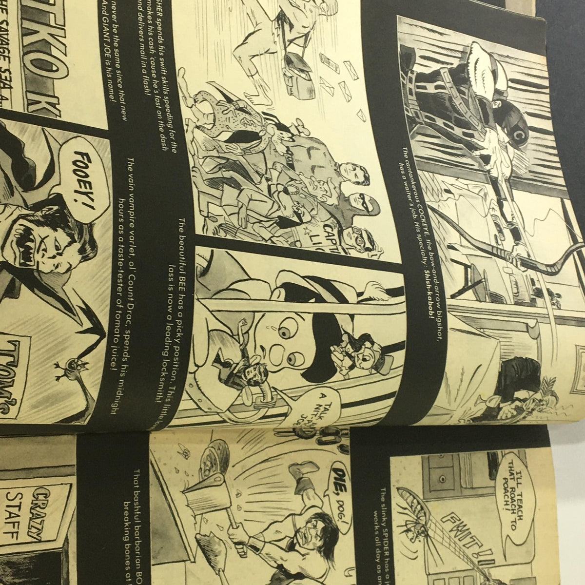 Page featuring comic strips from the January 1977 issue of Stan Lee's Crazy Magazine, #22, highlighting humorous characters and scenes including Baloney Miller and Doggie Doo.