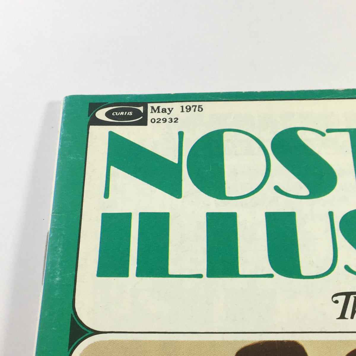 Top corner view of the VTG Nostalgia Illustrated Magazine May 1975, displaying the publication month and issue number along with the magazine's title.