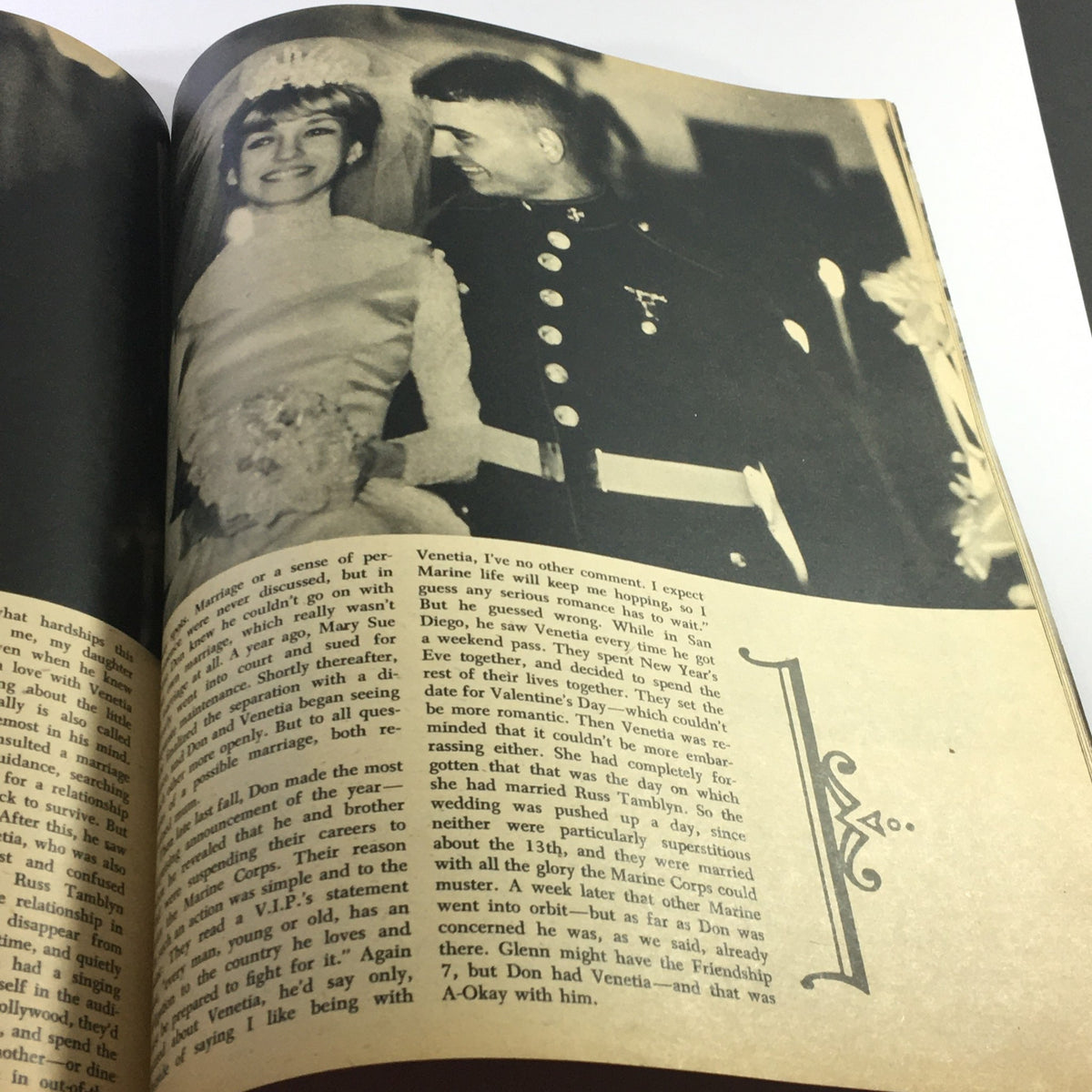 Inside page of VTG Hollywood Romances Magazine 1962 No. 17 showing a wedding photo of Venetia and Don.