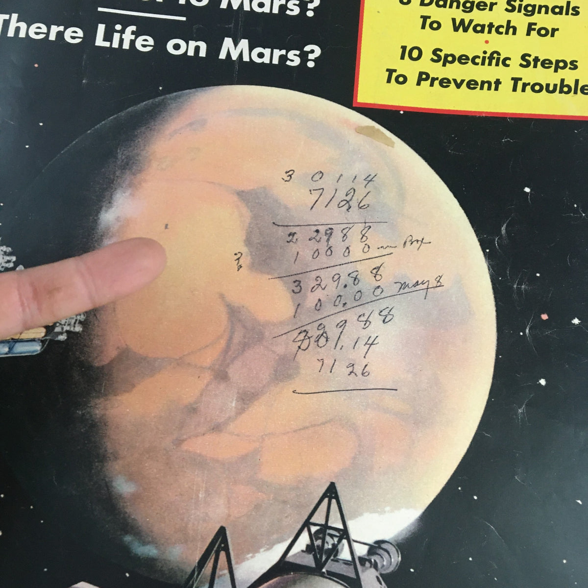 Vintage Collier's Magazine April 30 1954 cover featuring Mars, with handwritten notes discussing Mars exploration.
