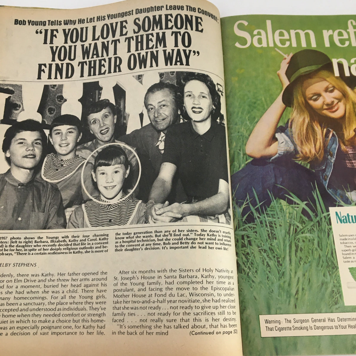 Inside page from Silver Screen Magazine November 1972 with a feature story titled 'If You Love Someone' accompanied by a family photograph.