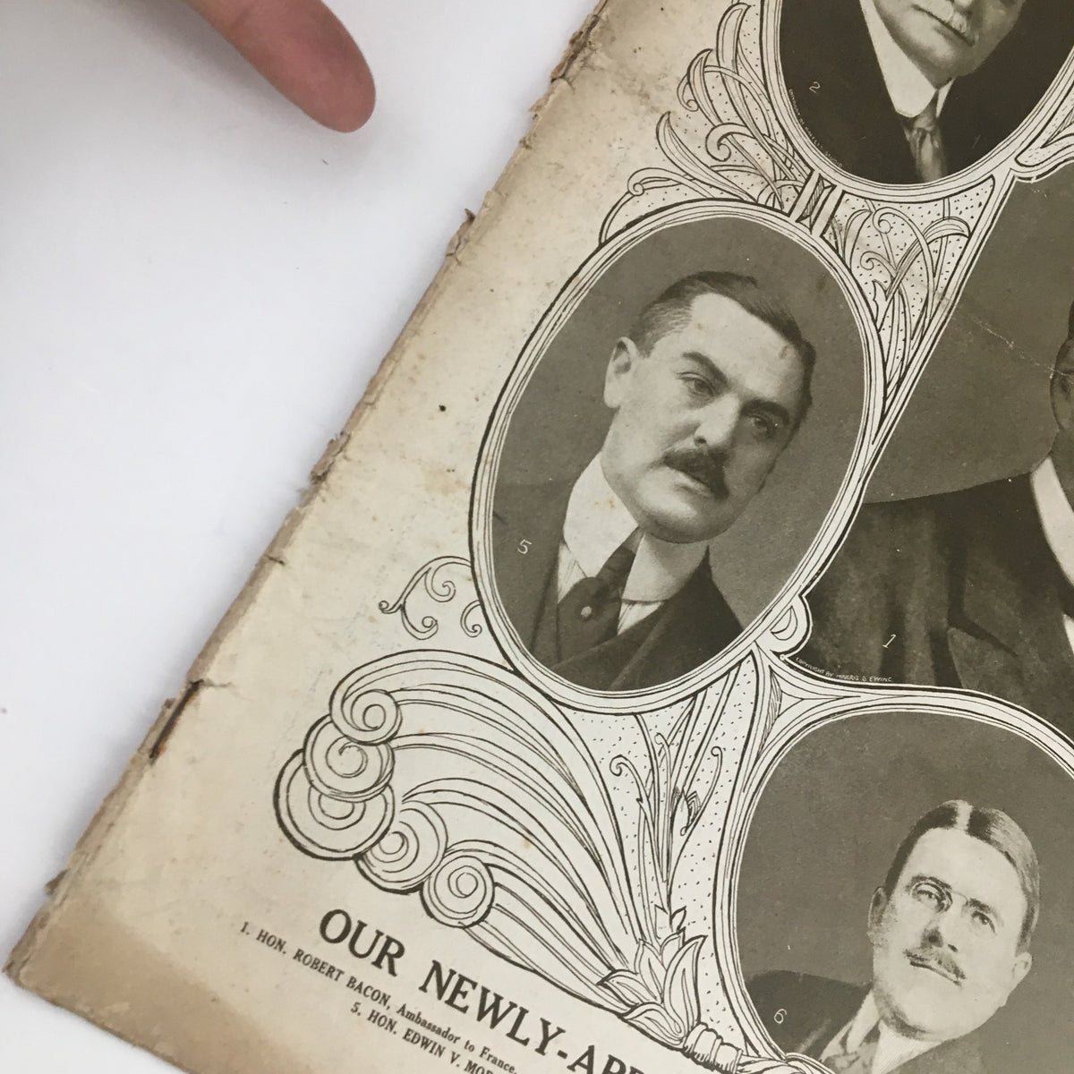 Another close-up detail from Christian Herald Magazine January 5 1910 highlighting appointed diplomatic representatives and their portraits.