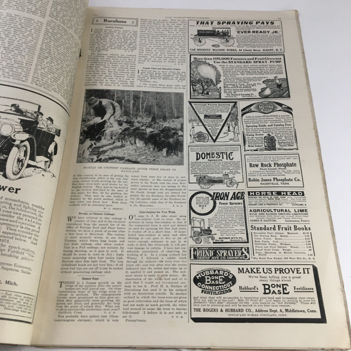 Interior page from The Rural New Yorker Magazine January 30 1915 containing an article alongside vintage advertisements, highlighting early 20th-century American culture.