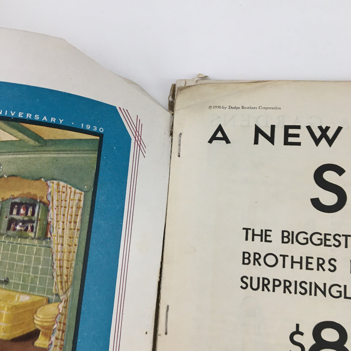 Inside spread of Better Homes & Gardens May 1930, displaying a colorful advertisement and design trends from the era, contributing to the magazine's historical value.
