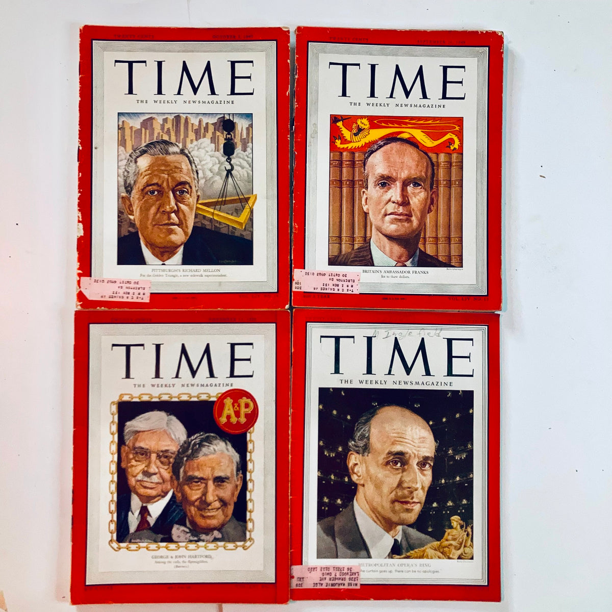 Additional vintage Time Magazine covers displaying notable figures and events from the mid-20th century.