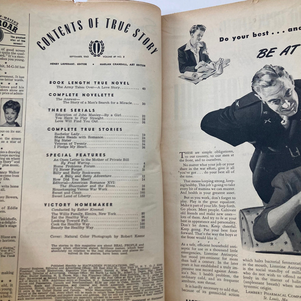 Vintage True Story Magazine September 1943 Vol 49 No. 2 The Army Takes Over