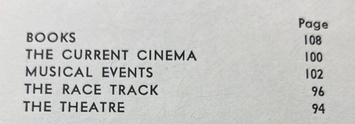 Table of contents page from The New Yorker magazine July 15, 1967, listing articles on books, cinema, music, and theatre.