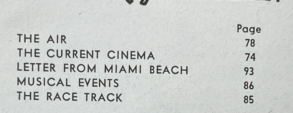 Page listing contents of The New Yorker Complete Magazine August 17, 1968, including articles like 'The Air,' 'The Current Cinema,' and 'Letter from Miami Beach'.