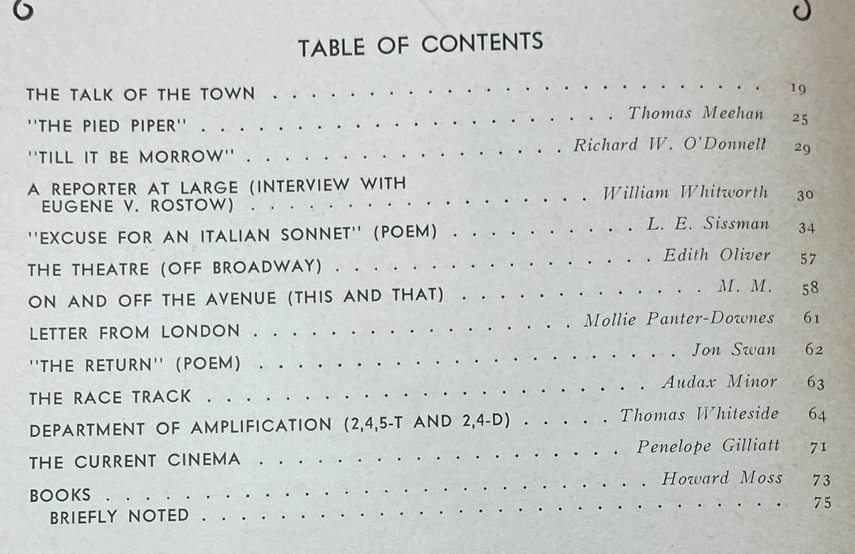 Table of contents from The New Yorker Complete Magazine July 4, 1970, includes article titles and authors.