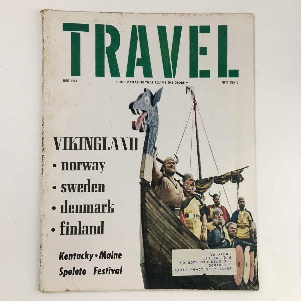 Cover of VTG Travel Magazine June 1961 featuring Vikingland, showcasing Norway, Sweden, Denmark, and Finland with Viking-themed imagery.