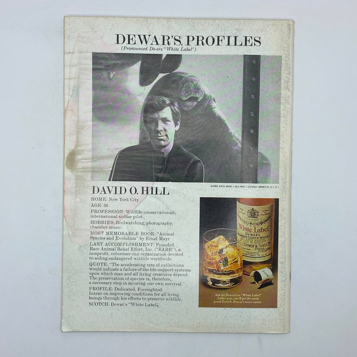 The New Yorker Complete Magazine March 7, 1977 featuring an article profile titled 'Dewar's Profiles' showcasing David O. Hill, a wildlife conservationist and international airline pilot.