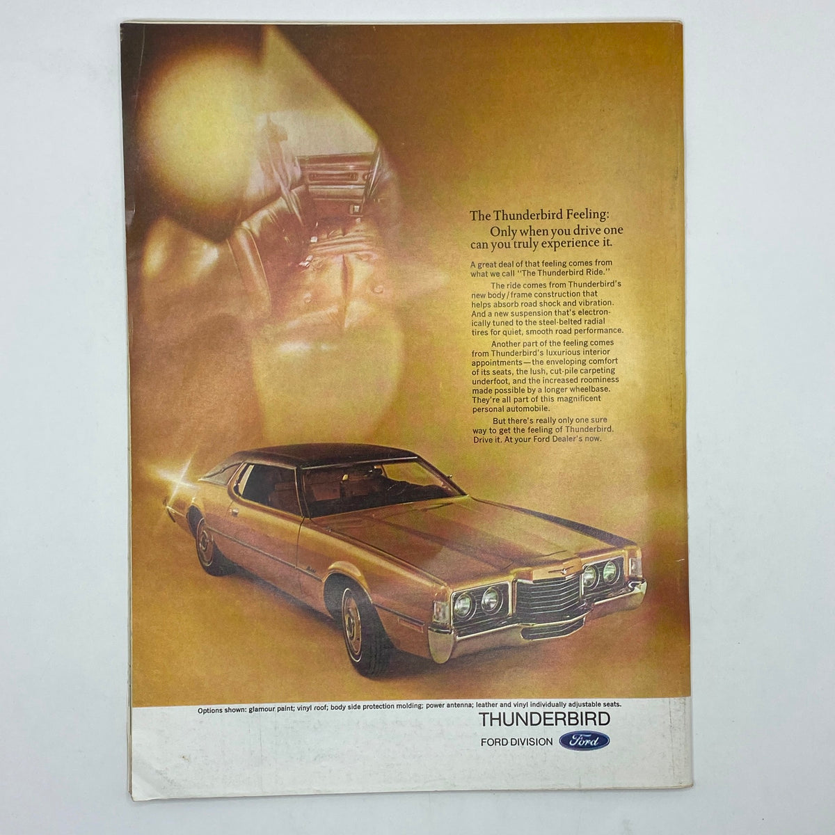Back cover advertisement of The New Yorker Complete Magazine June 24, 1972, showcasing a Ford Thunderbird with promotional text about its luxurious features.