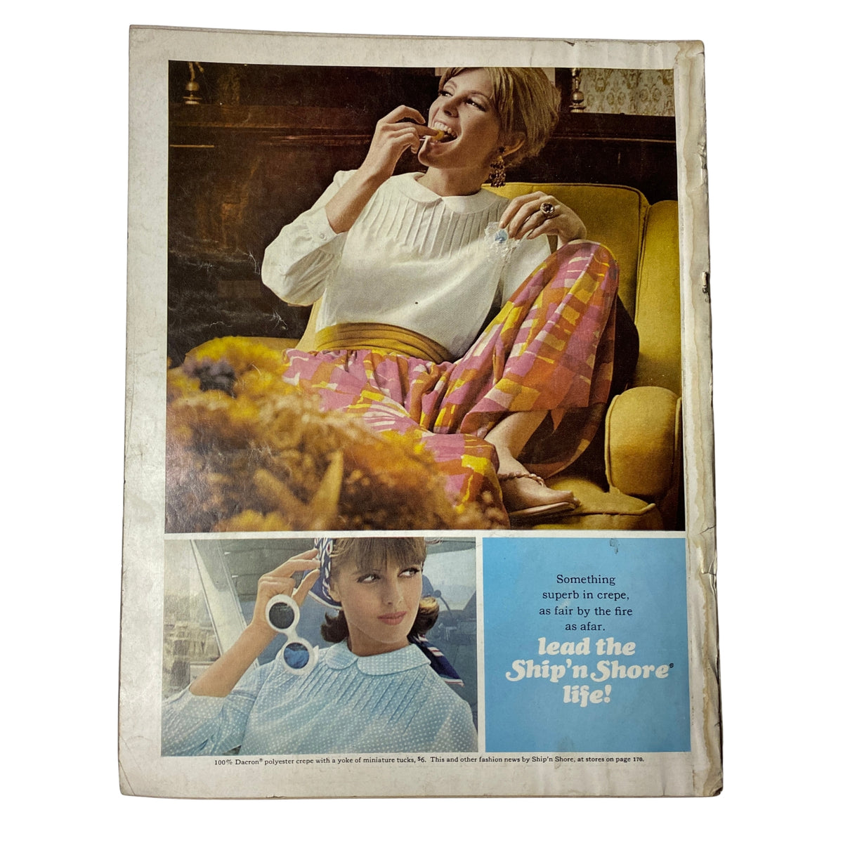 Vogue Magazine January 1, 1966 presents a fashionable model in a relaxed pose, wearing whimsical outfits, encapsulating a lively summer vibe.