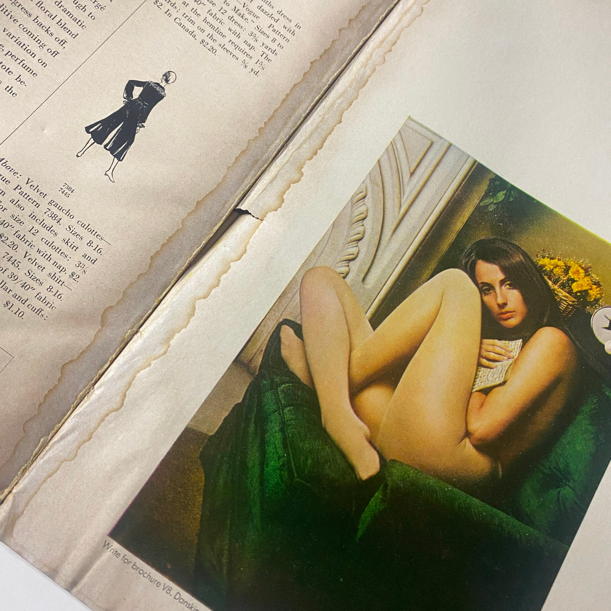 Vivid fashion spread from Vogue Magazine August 15, 1968 featuring a model in a striking pose, emphasizing the bold styles and aesthetics of the 1960s.