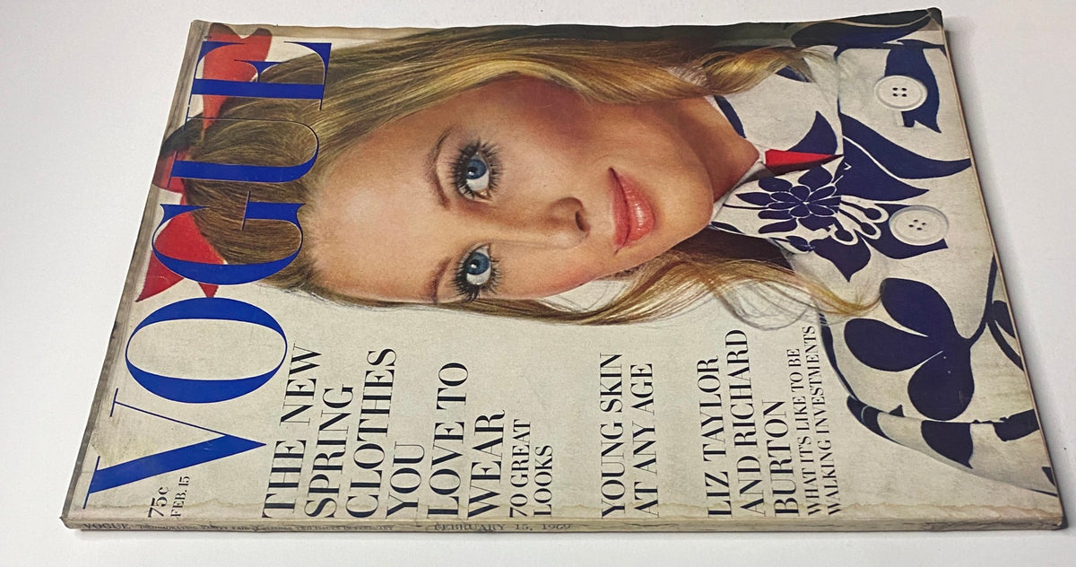Cover of Vogue Magazine February 15, 1969 featuring Evelyn Kuhn, photographed by Irving Penn, showcasing modern spring fashion with floral patterns.