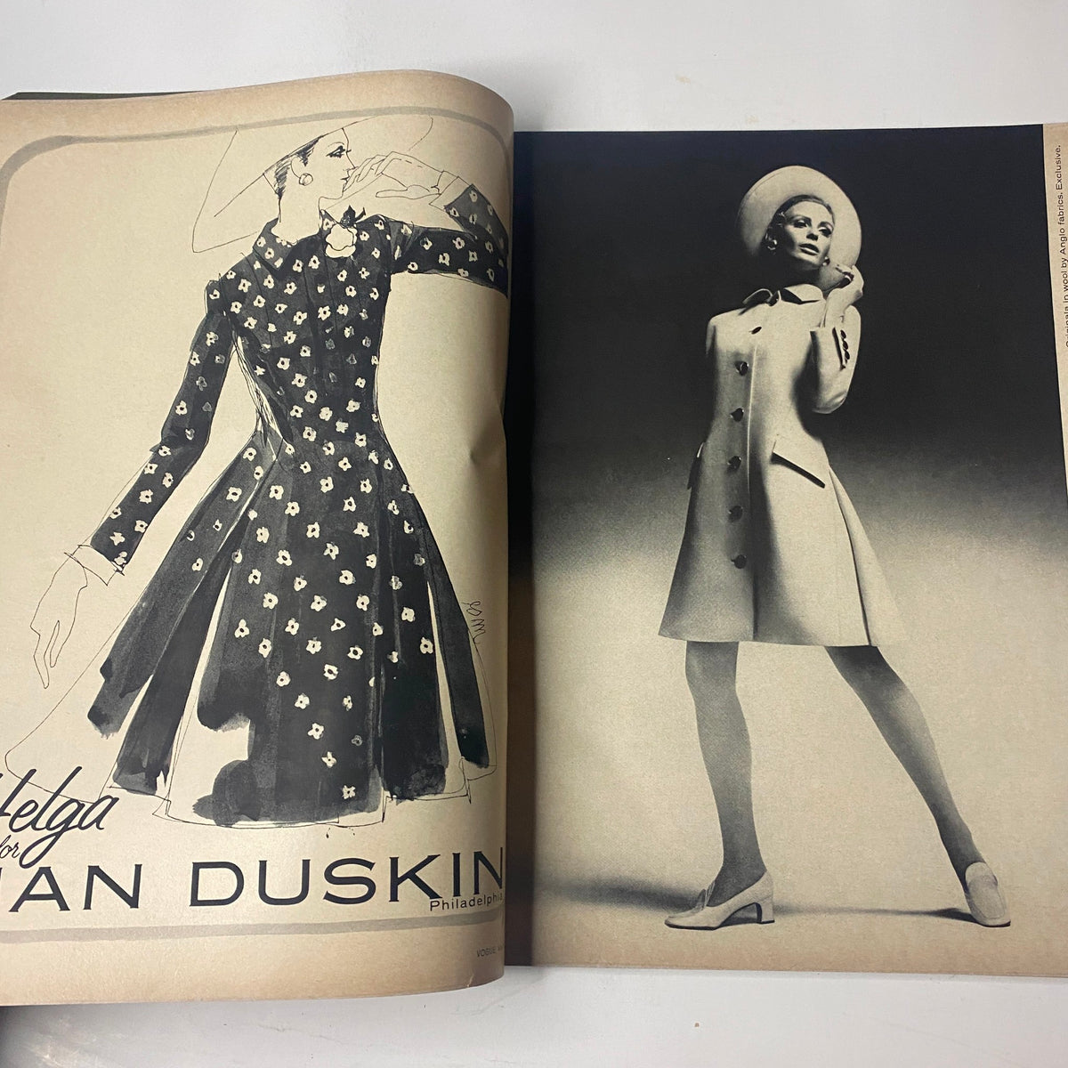 Fashion illustration and photography spread from Vogue Magazine March 1, 1969, highlighting classic styles and trends of the era.