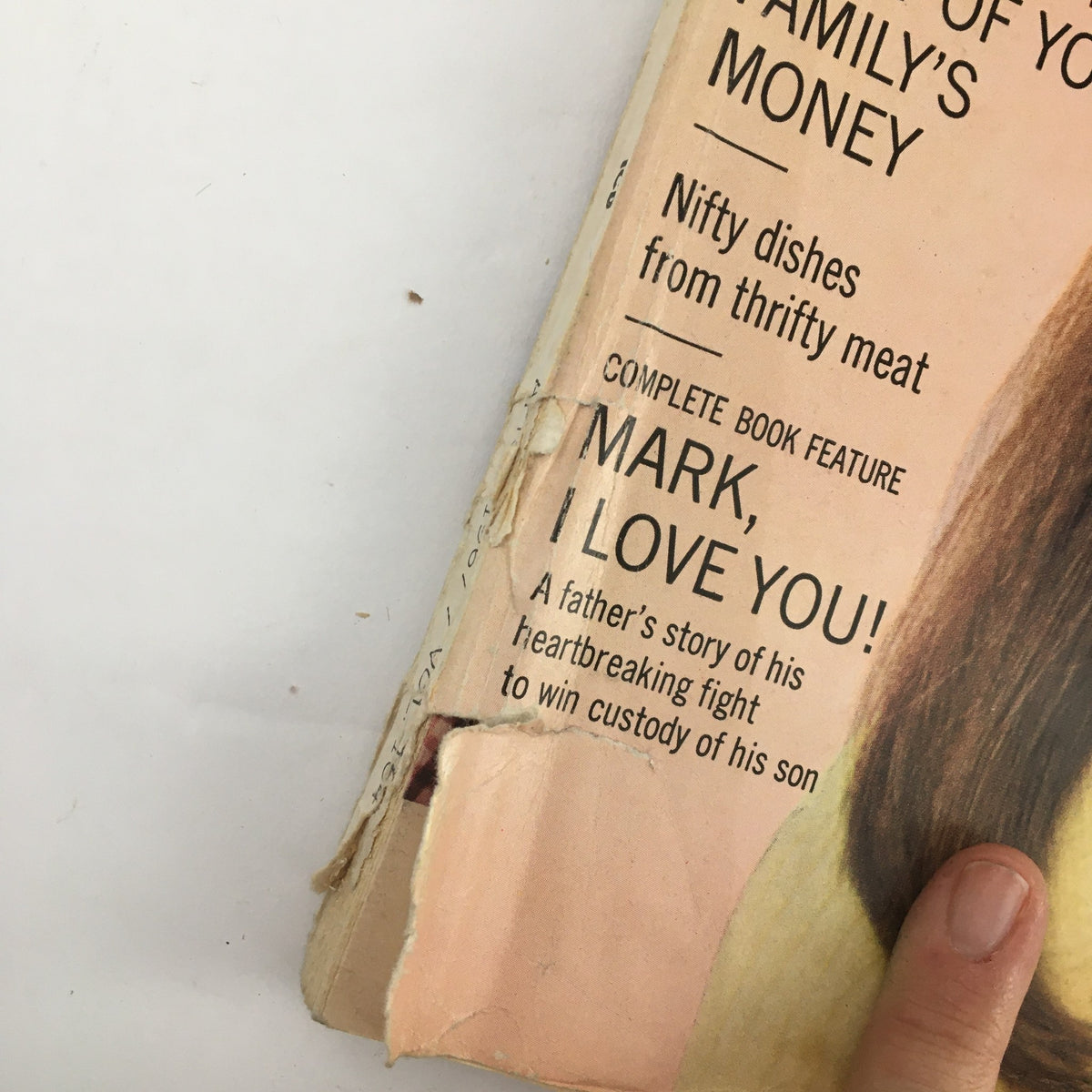 Close-up of the side cover of Good Housekeeping Magazine April 1967, highlighting the theme 'Making The Most of Your Family's Money' and other features including 'Mark, I Love You!'