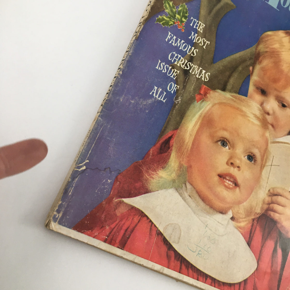 Cover of Good Housekeeping Magazine December 1958 featuring children celebrating Christmas, highlighting the theme 'First Christmas Away From Home'.