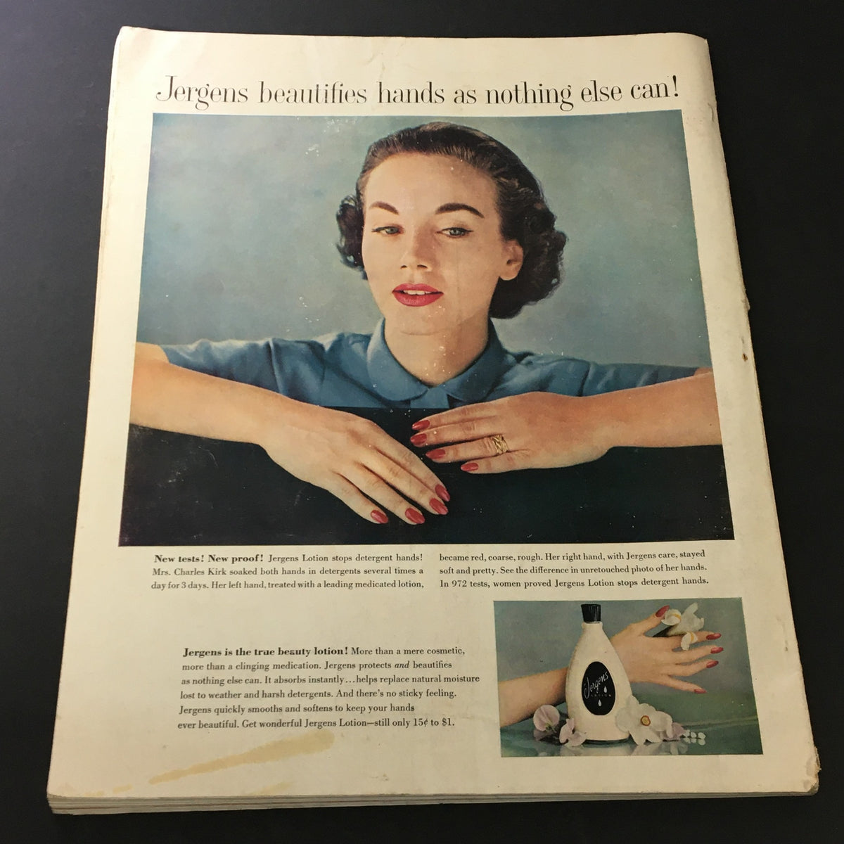 Back cover of the VTG Journal Magazine February 1960 displaying an advertisement for Jergens Lotion, emphasizing hand care and beauty.