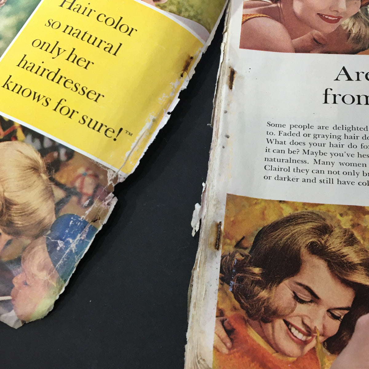 Image showing the back cover and edge of the VTG Journal Magazine July 1964, featuring vintage advertisements and worn pages.