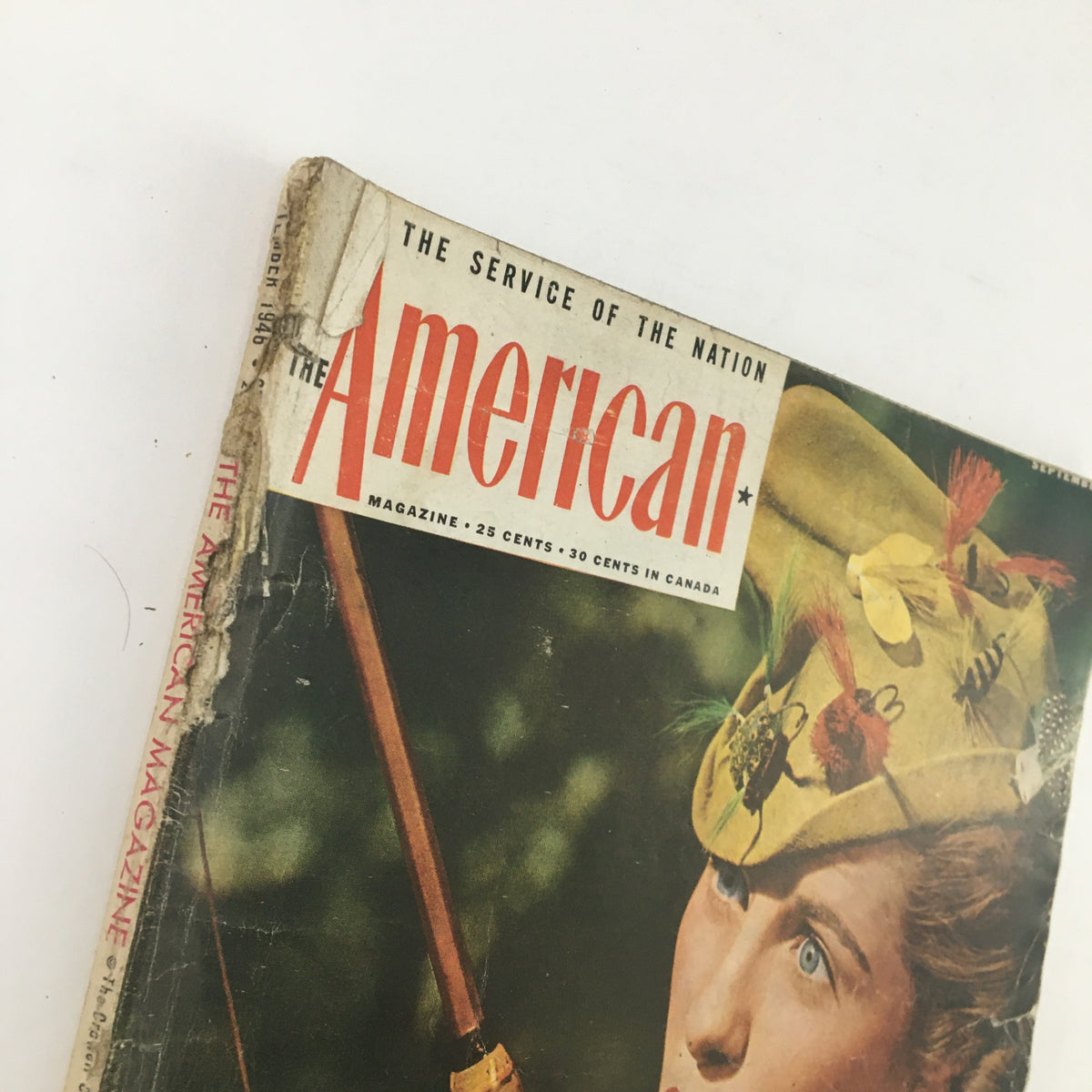Close-up view of The American Magazine September 1946 cover, highlighting the title 'Weather: The New Super Weapon' and the vintage design elements.