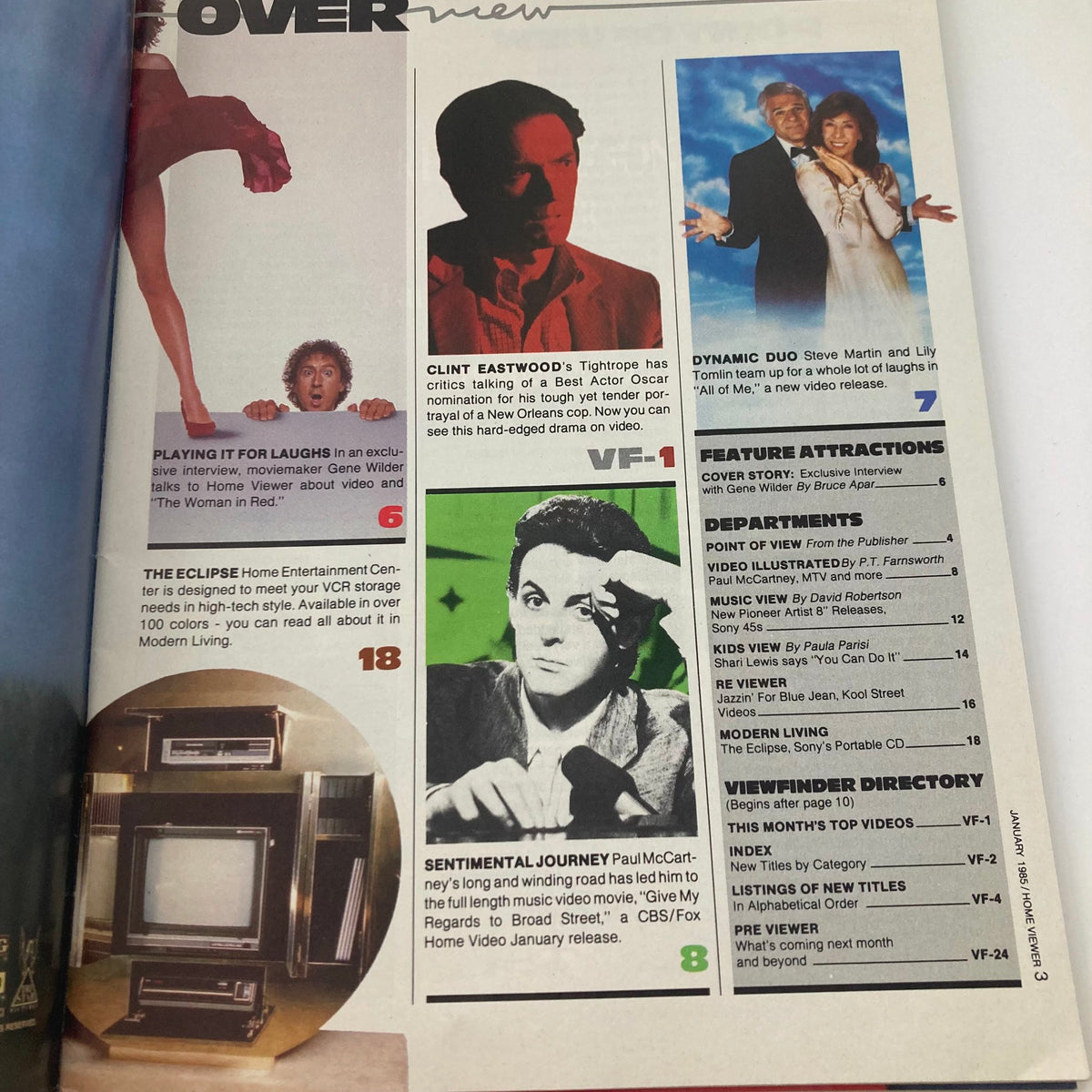 Vintage Home Viewer Magazine January 1985 Gene Wilder & Kelly LeBrock No Label