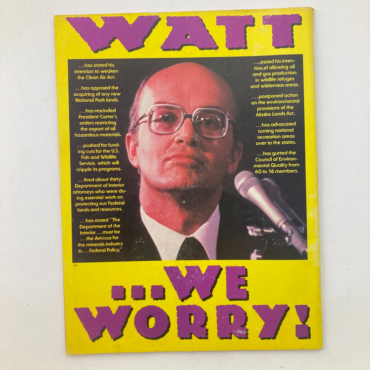 Back cover of Mad Magazine October 1982 No. 234 advertising environmental issues with a focus on Watt, enhancing the magazine's humorous and relevant commentary.