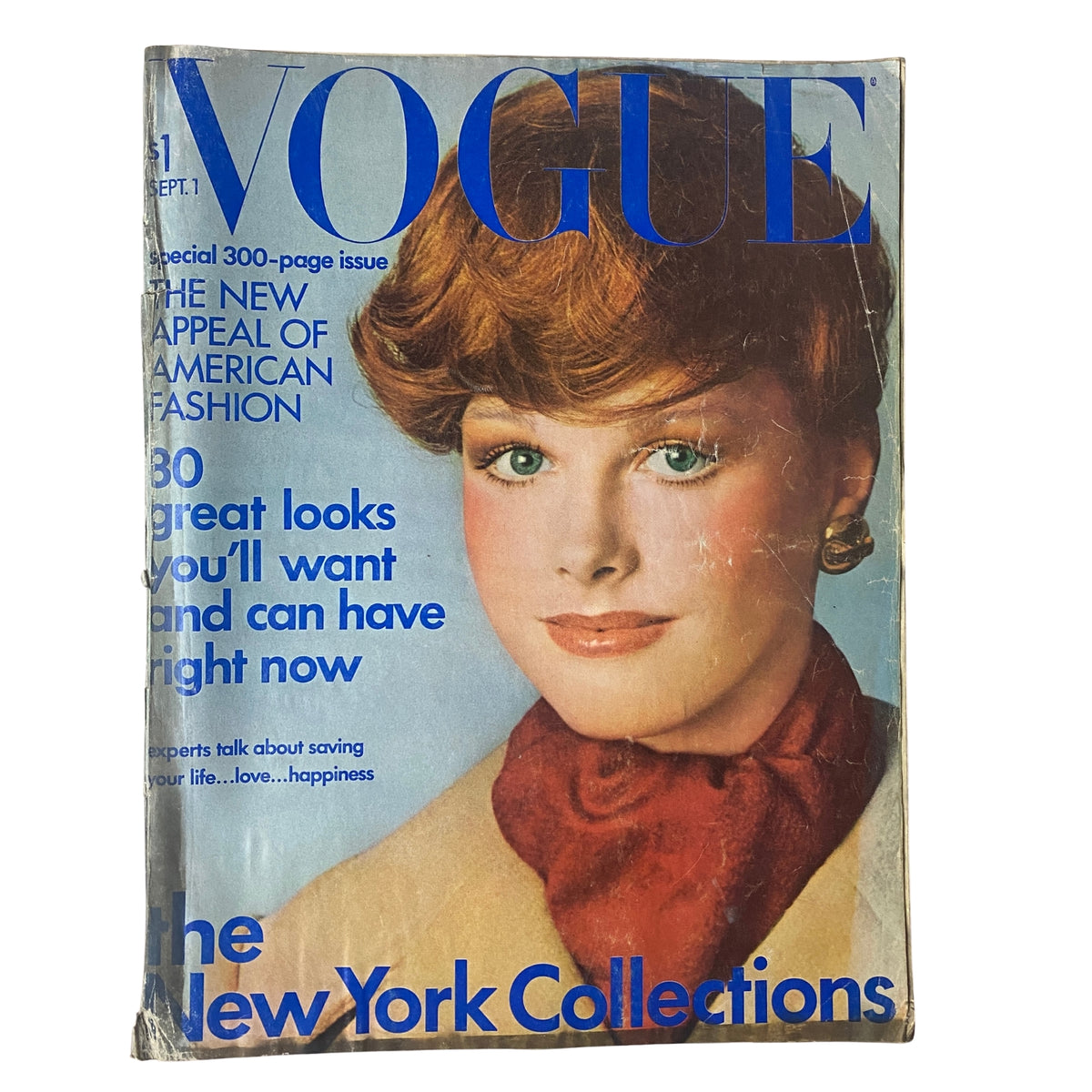Vogue Magazine September 1, 1971 featuring Patricia Dow on the cover, photographed by David Bailey, showcasing early 1970s American fashion with emphasis on The New York Collections.