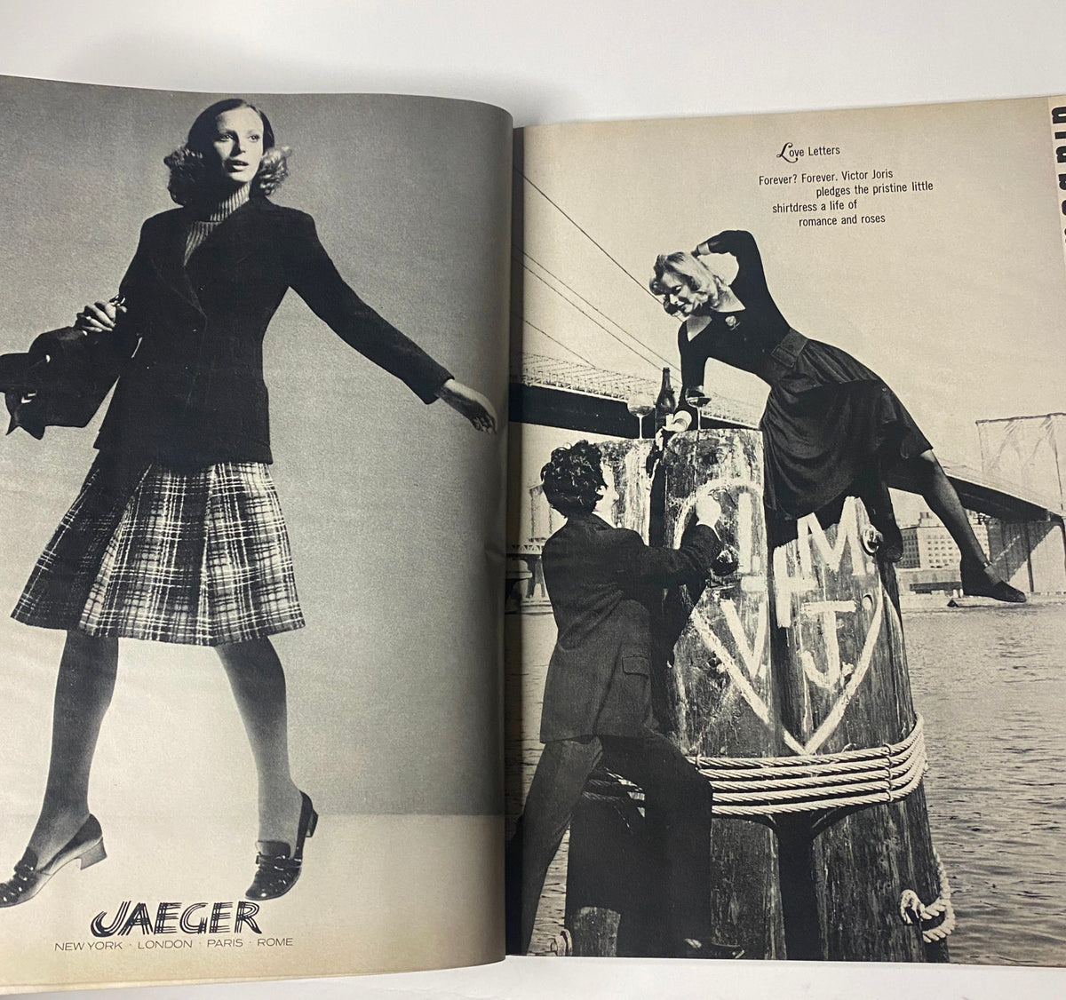 Fashion spread in Vogue Magazine September 1, 1971 showcasing a model styled in a vintage outfit, highlighting the fashion evolution of the early 1970s.