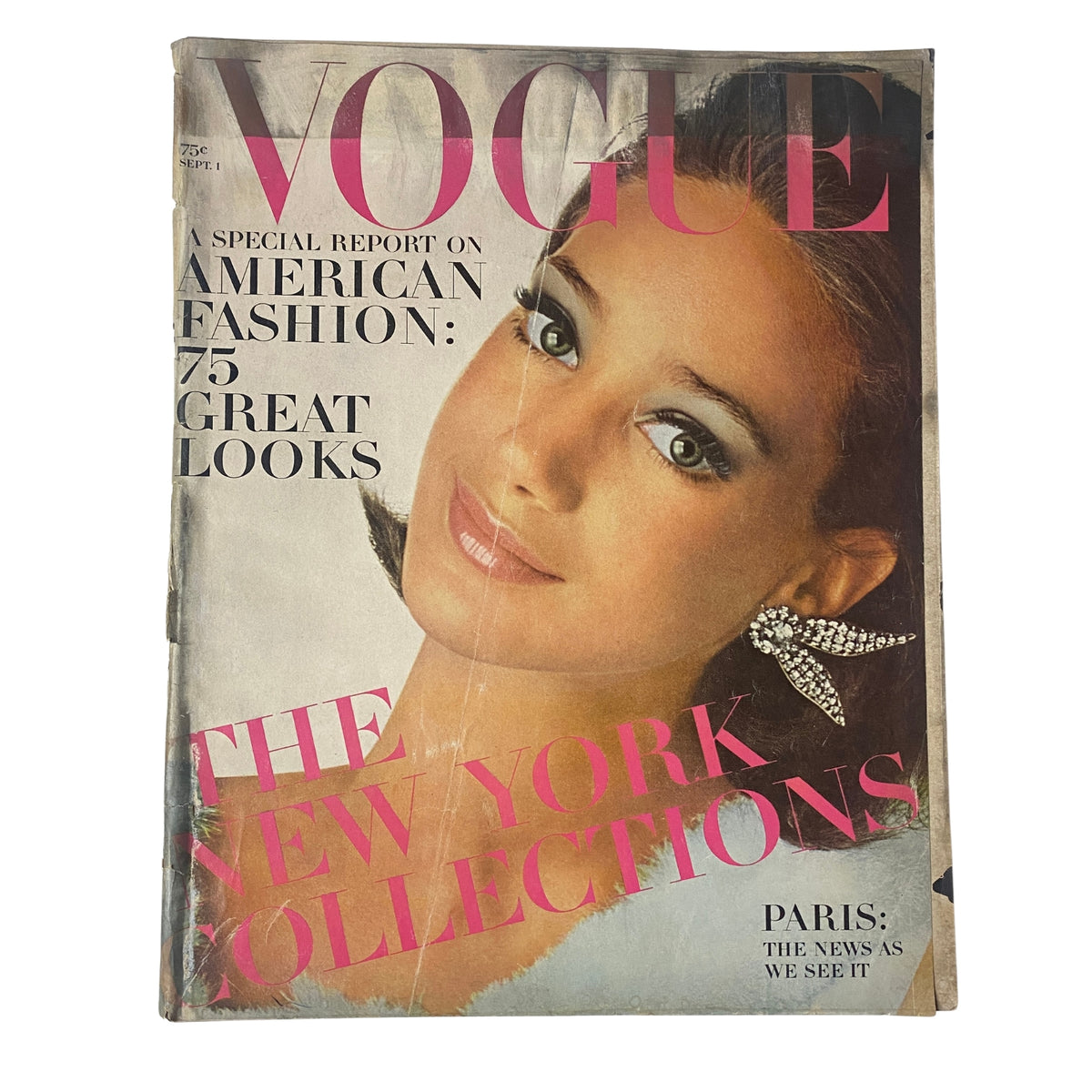 Vogue Magazine September 1, 1965 cover featuring Marisa Berenson, photographed by Irving Penn, highlighting American fashion with a special report on The New York Collections.