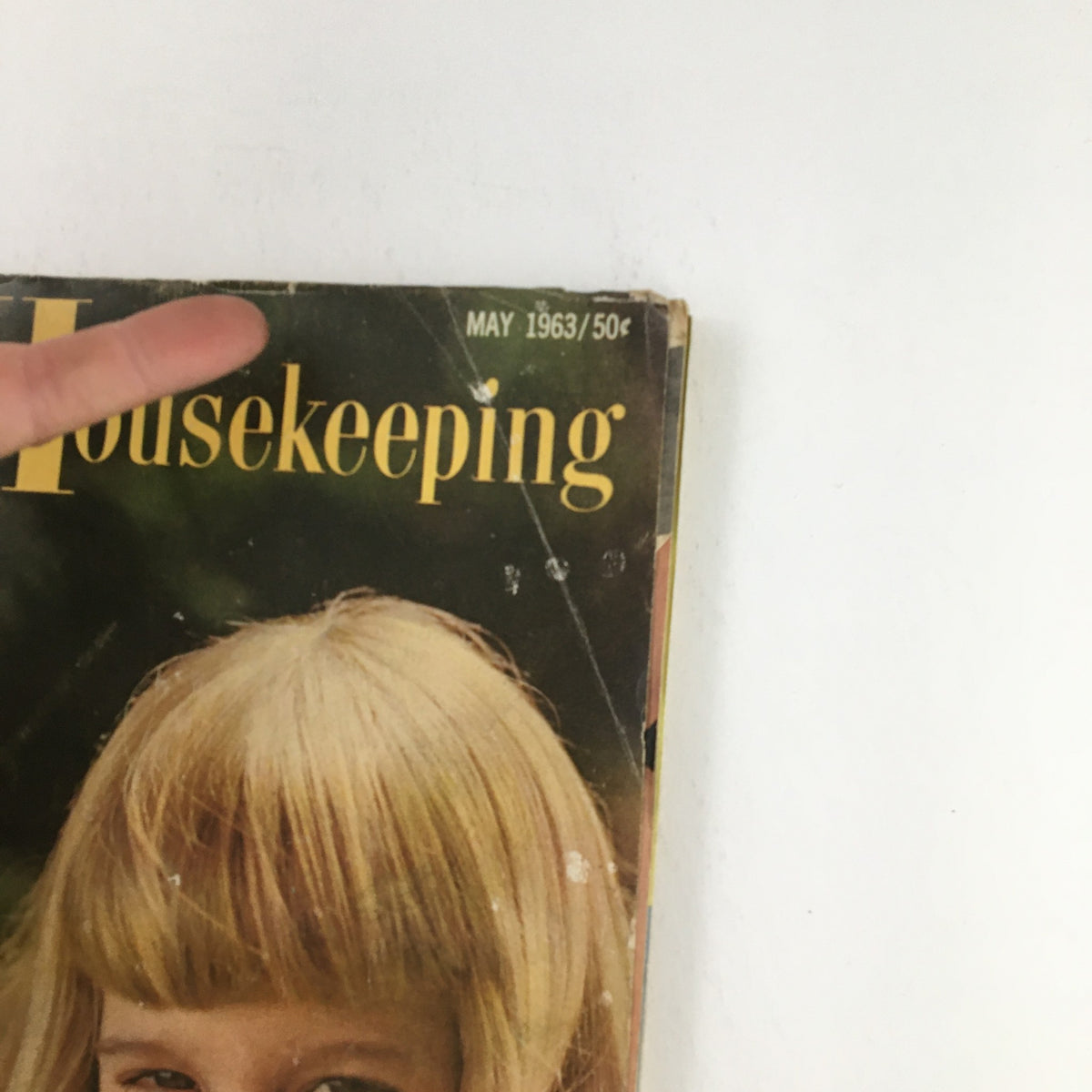 Detail of the cover of Good Housekeeping Magazine May 1963 highlighting the title and the article on Princess Margaret.