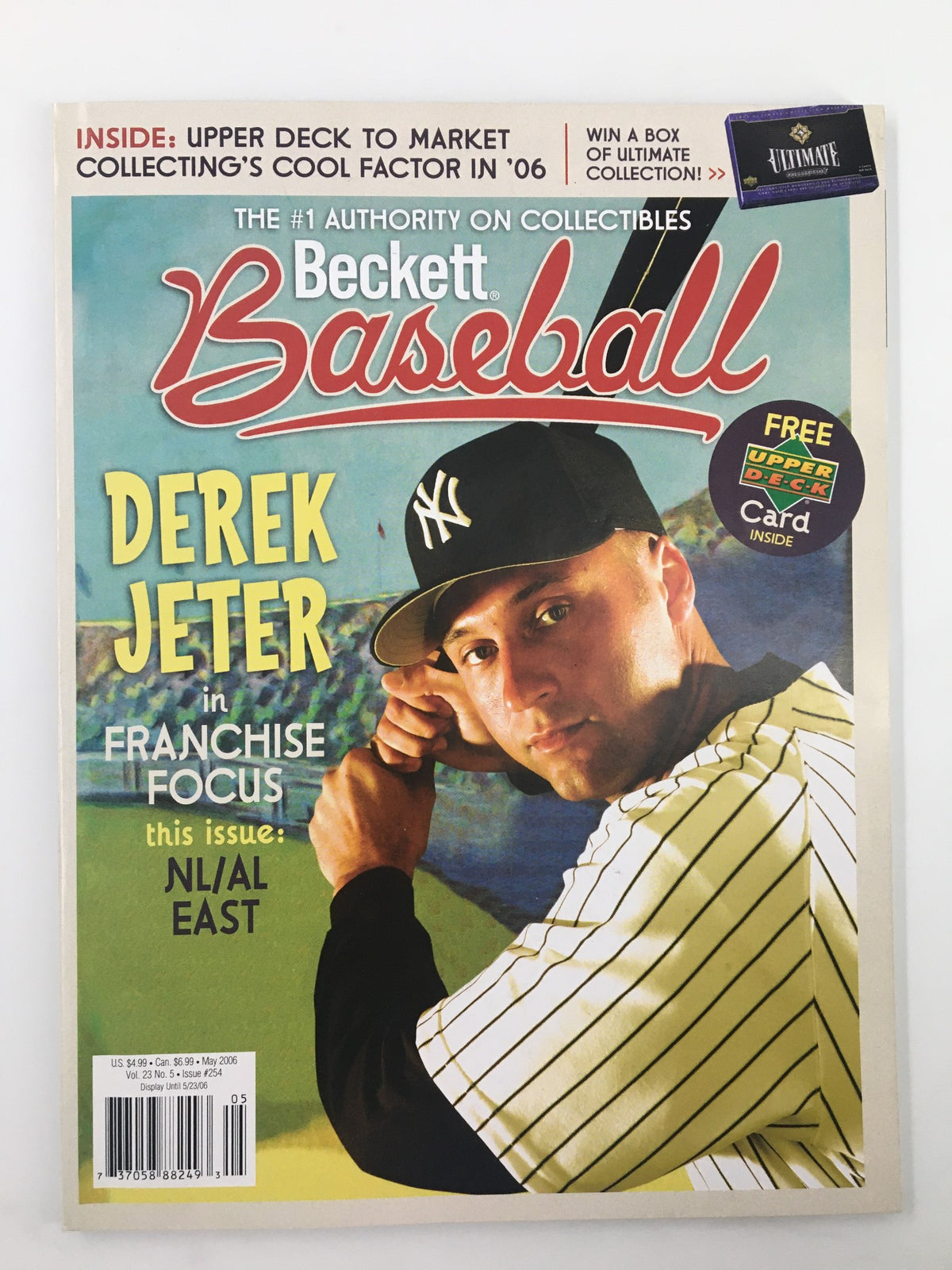 Beckett Baseball Card Monthly May 2006 #254 featuring Derek Jeter on the cover, highlighting his franchise focus in the American League East.