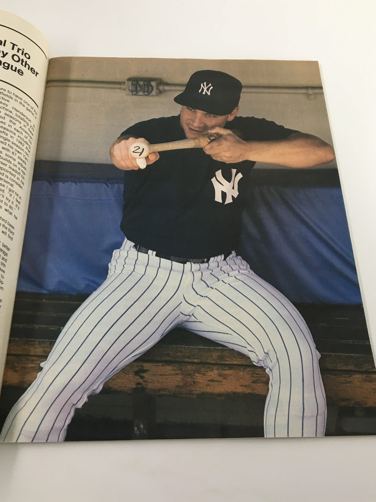 Feature spread in the Vintage Yankees Magazine May 14, 1987, showcasing a Yankees player preparing for the season.