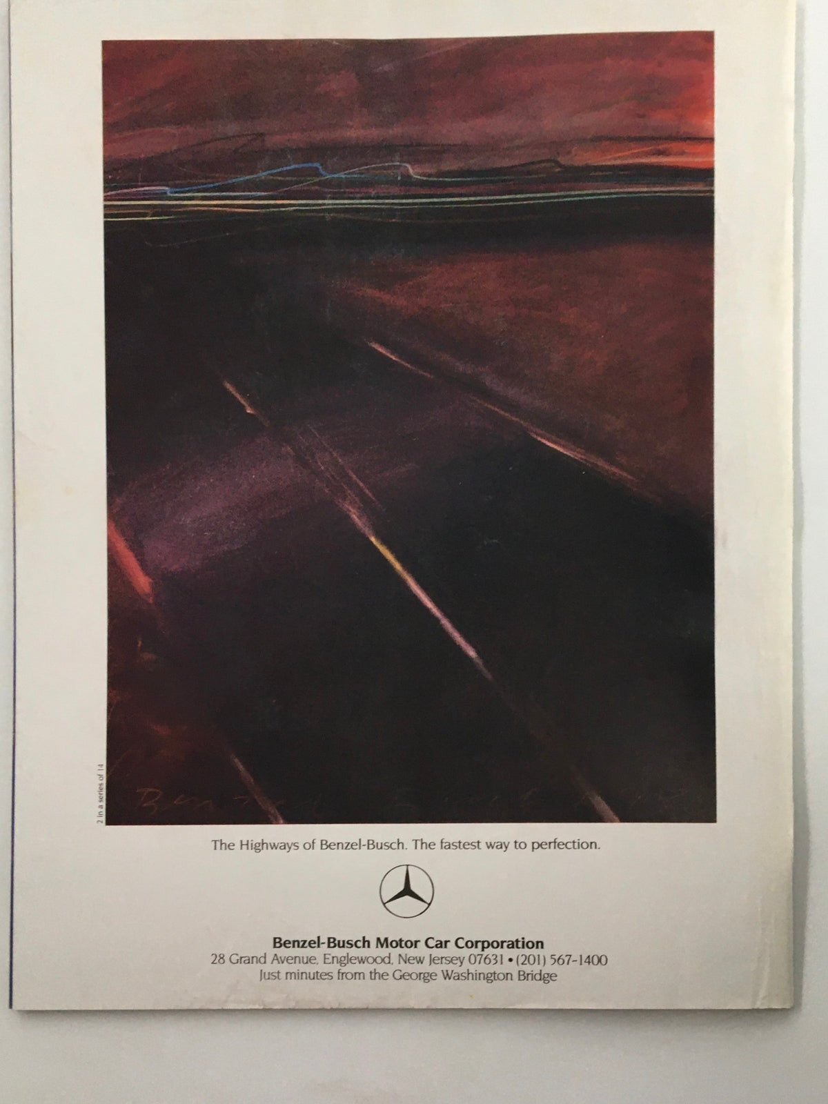 Advertisement for Benzel-Busch Motor Car Corporation included in VTG Yankees Magazine May 14 1987.